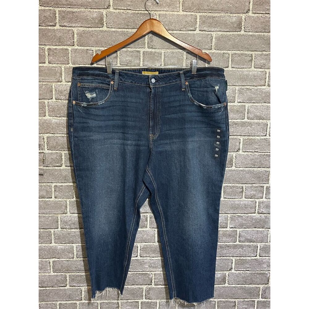 Goldie Blues Plus Size 22 Tapered Ankle Jeans Distressed Frayed Hem High Rise